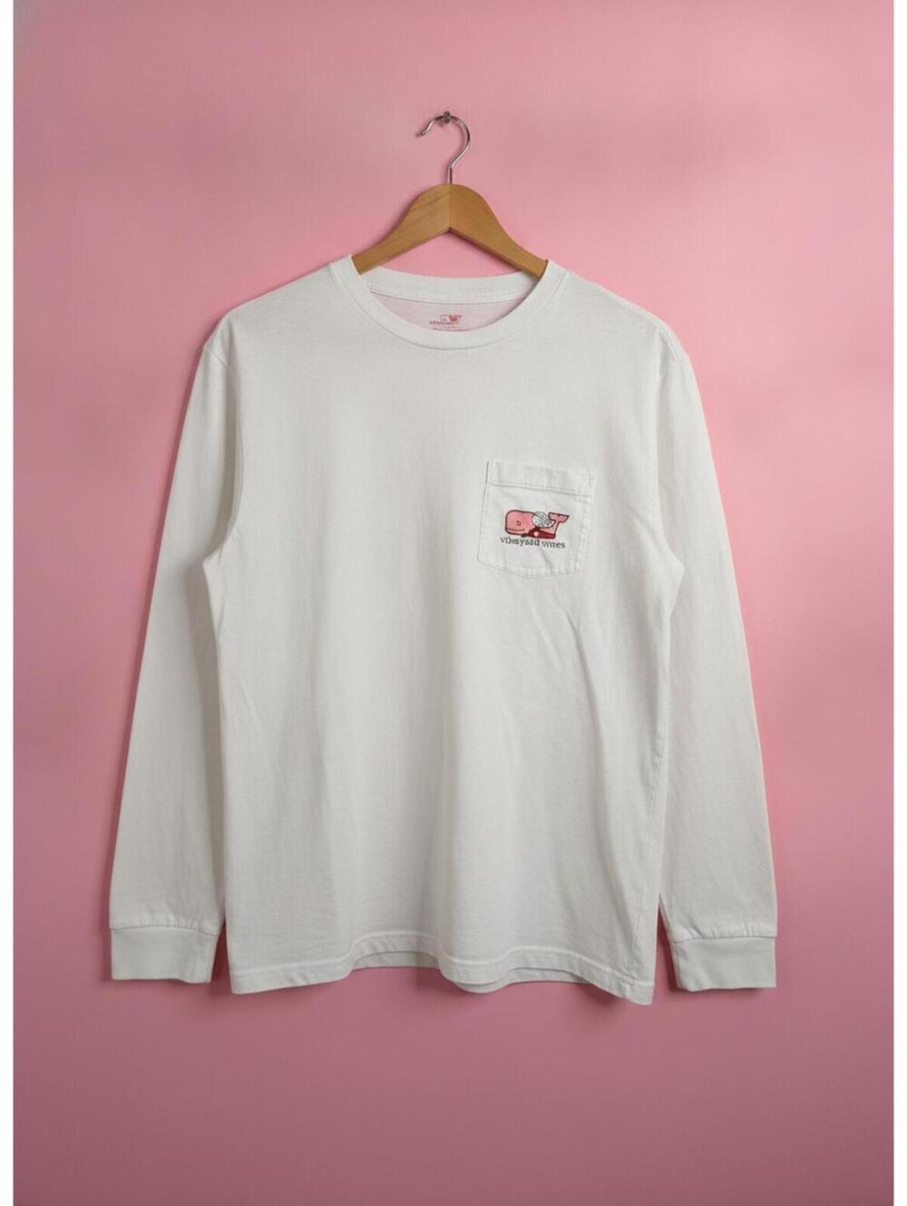 Vineyard Vines Long Sleeve White Pocket Tee - Deftduck Curated
